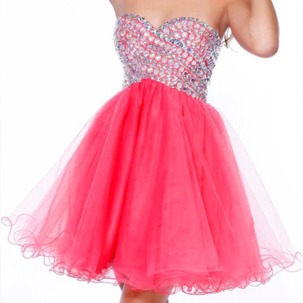 MED Soft Pastel Mint Jewel Embellished Strapless Bodice Flirty Tulle Skirt - Picture 6 of 7